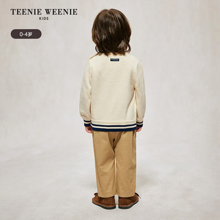 Teenie Weenie Kids小熊童装24秋冬男宝刺绣提花圆领套头毛衣 乳白色 120cm