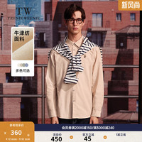 Teenie Weenie Men小熊男装休闲衬衫2024秋季长袖上衣简约外套男士 中卡其色 180/XL