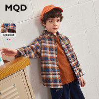 马骑顿（MQD）童装男童加厚格纹衬衫冬儿童保暖格子外套潮 桔红格 140