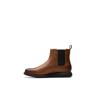 Clarks 其乐 Novajoy系列 男士秋冬经典光面轻盈切尔西短靴 2617986 棕色 42