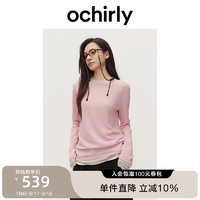 ochirly欧时力可机洗澳大利亚100%美丽诺羊毛假两件毛衣24秋冬新 粉红 L