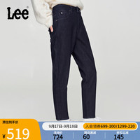 李 Lee24秋冬413标准高腰小直脚加厚加绒深蓝色女保暖牛仔裤潮流 深蓝色 25
