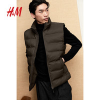 H&M男装2024秋季新款立领防风标准版型疏水棉背心1227437