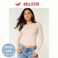 HOLLISTER24秋季美式修身长袖罗纹圆领上衣T恤 女 KI339-3666 浅棕色 S (165/88A)