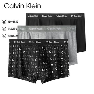 卡尔文·克莱恩 Calvin Klein CK 男士平角内裤套装 3条装 U2664G  YKS字母黑灰 L