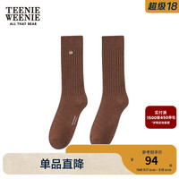 Teenie Weenie小熊2024年秋季简约舒适中筒袜通勤休闲女士袜子 棕色 1双 FRE