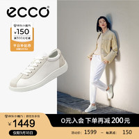 ecco 爱步 休闲板鞋女 24年夏季轻盈耐磨牛皮德训板鞋 柔酷零点220253 白色/灰白色22025352292 37