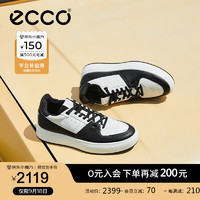 ecco 爱步 男鞋休闲鞋 2024年秋季黑白熊猫鞋厚底板鞋男 街头ACE856824 黑色/灰白色85682450020 39