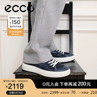 ecco 爱步 休闲板鞋男 24年秋季新款潮流厚底男士男鞋休闲鞋 街头ACE856814 海洋蓝85681450595 39