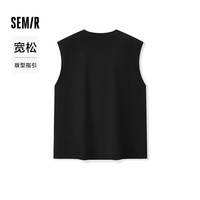 森马(Semir)背心男2024秋季潮流宽松针织印花无袖上衣宽肩 黑色90001 180/96A/XL