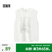 森马(Semir)背心男2024秋季潮流宽松针织印花无袖上衣宽肩 漂白10001 185/100A/XXL