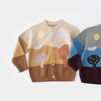 papa爬爬秋季男女宝宝毛衣儿童可爱长袖开衫户外防风保暖休闲 黄色 110cm