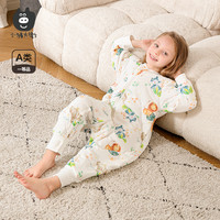 小猪大卫秋冬儿童睡袋夹棉卡通印花纯棉拉链分腿连体睡袋开裆按钮