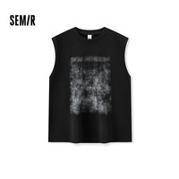 森马(Semir)背心男2024秋季潮流宽松针织印花无袖上衣宽肩 黑色90001 170/88A/M