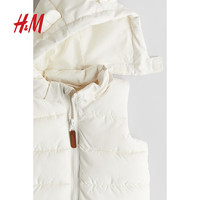 H&M童装男女婴同款上衣2024秋季连帽马甲1232173 白色 100cm 100/56