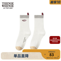 Teenie Weenie小熊&PACAIN联名2024年清新拼色学院风中筒袜子 象牙白 FRE