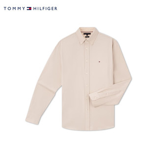 TOMMY HILFIGER24秋冬男纯棉人字纹商务休闲微磨毛合身长袖衬衫36878 米白色ACI XL （：165-180斤）