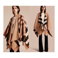 BURBERRY 经典优雅格纹纯色双面绵羊毛女士围巾披肩