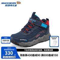 Skechers斯凯奇儿童雪地靴秋冬加绒保暖防滑耐磨男童防水运动靴子406447L 海军蓝色/红色/NVRD 34码