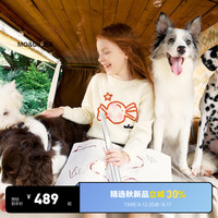 little MO&Co.含美丽诺羊毛 little moco童装24秋装女童套头圆领毛衣毛衫 米白色  110/52