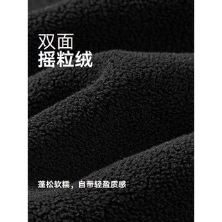 GXG男装 双面摇粒绒简约时尚宽松通勤连帽卫衣男士 24年冬季 黑色 190/XXXL