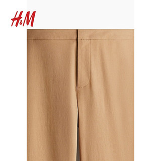 H&M2024秋季女装时尚休闲百搭弹力梭织修身九分裤1263619 米色 160/72 38