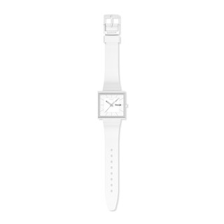 斯沃琪（Swatch）瑞士手表 WHAT IF系列中性方表 纯白SO34W700 41.8mm