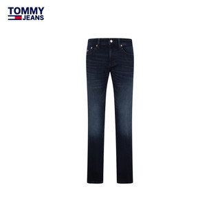 TOMMY JEANS24秋冬男装潮流复古猫须磨白中腰修身牛仔裤DM0DM20386 深牛仔蓝1BK 29