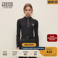 Teenie Weenie小熊2024年秋季气质温柔假两件半高领毛衣针织衫 深灰色 155/XS