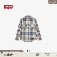 Levi's李维斯24秋季男士翻领休闲格纹衬衫001XM 蓝棕色格纹 L