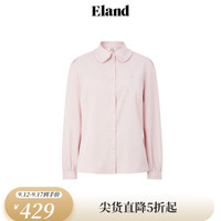 ELAND衣恋衬衫女甜美荷叶边娃娃领微泡泡袖修身上衣2024秋季 粉色(25)Pink L/170