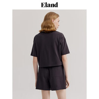 ELAND衣恋学院风短款poloT恤女美式休闲H型上衣2024夏季 深灰色(17)D/Grey L/170
