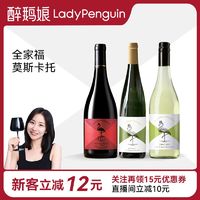 LADY PENGUIN 醉鹅娘 招牌鸟酒全家福系列红鸟黑皮诺莫斯卡托雷司令葡萄酒三支装