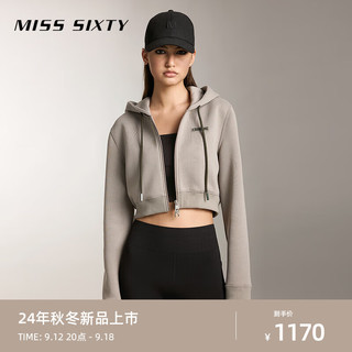 MISS SIXTY2024秋季卫衣女复古连帽双拉链短外套 深灰 S