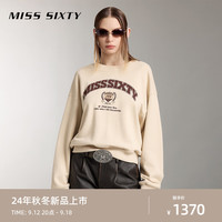 MISS SIXTY2024秋季卫衣女圆领美式复古风印花宽松短款街头 浅杏 S