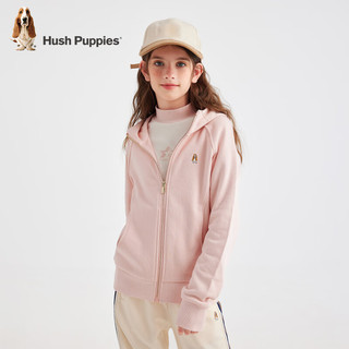 暇步士（Hush Puppies）童装儿童女大童2024年秋季女童时尚气质针织外套 玫瑰粉 170cm