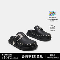 史蒂夫·马登 STEVE MADDEN 2024年秋季 女鞋铆钉包头半拖鞋穆勒鞋勃肯鞋 黑色 37.5