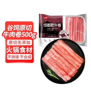 HONDO 恒都 国产谷饲原切牛肉卷 500g 生鲜牛肉 火锅食材 牛肉片