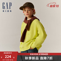 Gap【大小童同款】男童2024秋季碳素软磨抓绒卫衣上衣641867 黄色 100cm(2-3岁) 亚洲尺码