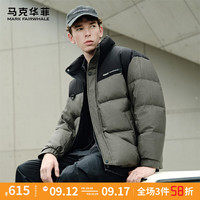 马克华菲【重磅鸭绒】羽绒服男24秋冬时尚满印拼接立领保暖羽绒服外套 203军绿 L
