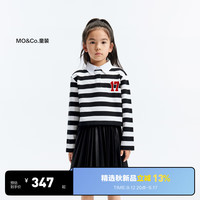 little MO&Co.little moco童装24秋装女童polo领纯棉条纹长袖T恤KBD3TEET08 黑白条色 110/56