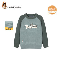 暇步士(Hush Puppies)童装儿童男女大童2024秋季青少童简约时尚百搭线衣 雅川青 110cm