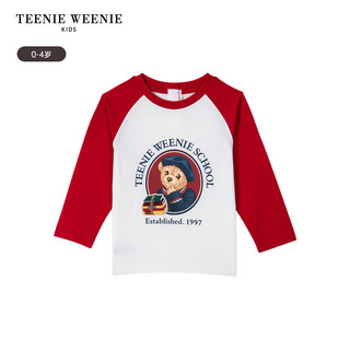 Teenie Weenie Kids小熊童装24秋季新款女宝百搭撞色插肩袖长袖T恤