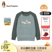 暇步士(Hush Puppies)童装儿童男女大童2024秋季青少童简约时尚百搭线衣 雅川青 170cm