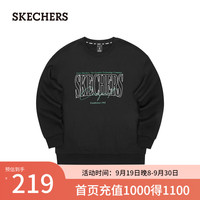 斯凯奇(Skechers)2024秋男女圆领宽松百搭舒适L324U059 碳黑 M