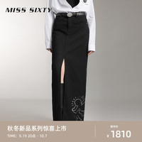 MISS SIXTY x Keith Haring 跨界合作系列2024秋季牛仔长裙女 黑灰 XS