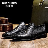 Burbupps 芭步仕 2023春秋新款真皮商务正装皮鞋男士鳄鱼纹男鞋子