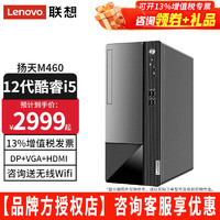 Lenovo 联想 台式电脑扬天M460 酷睿i5-12400独显商用办公制图台式机电脑家用主机全套整机 单主机（带键鼠无显示器） ：i5 16G 1T+256G固态 集显