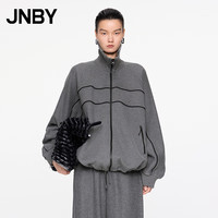 江南布衣 JNBY24秋卫衣宽松开襟翻领 5O9416010 072/中杂灰 M