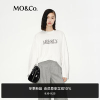 MO&Co.长袖T恤2024冬棉质复古印花宽松落肩上衣MBD4TEET02 本白色 S/160